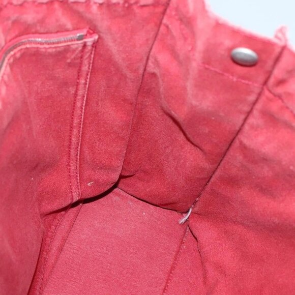 HERMES Fourre Tout MM Hand Bag Canvas Red Silver Auth - Picture 14 of 16